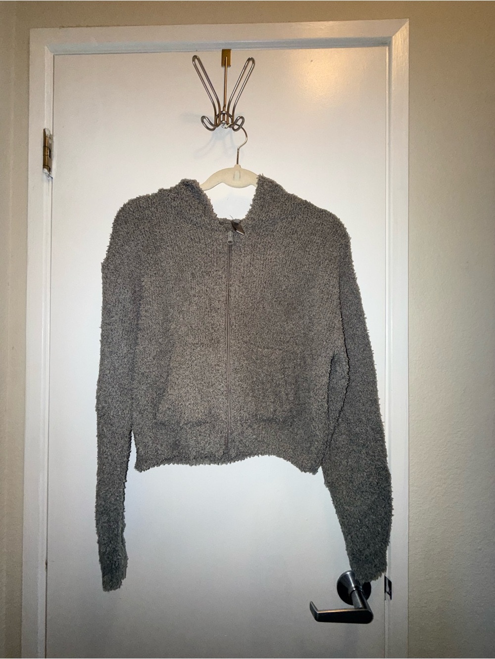 Skims Gray Hooded Zip-Up Jacket